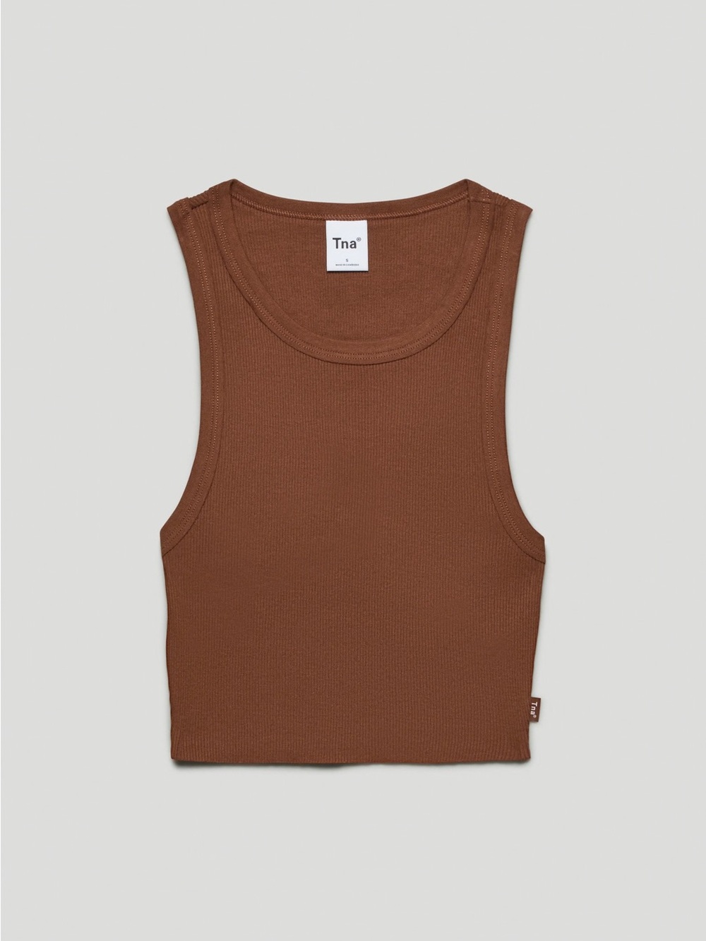 TNA Ribbed Crop Tank Top in Brown